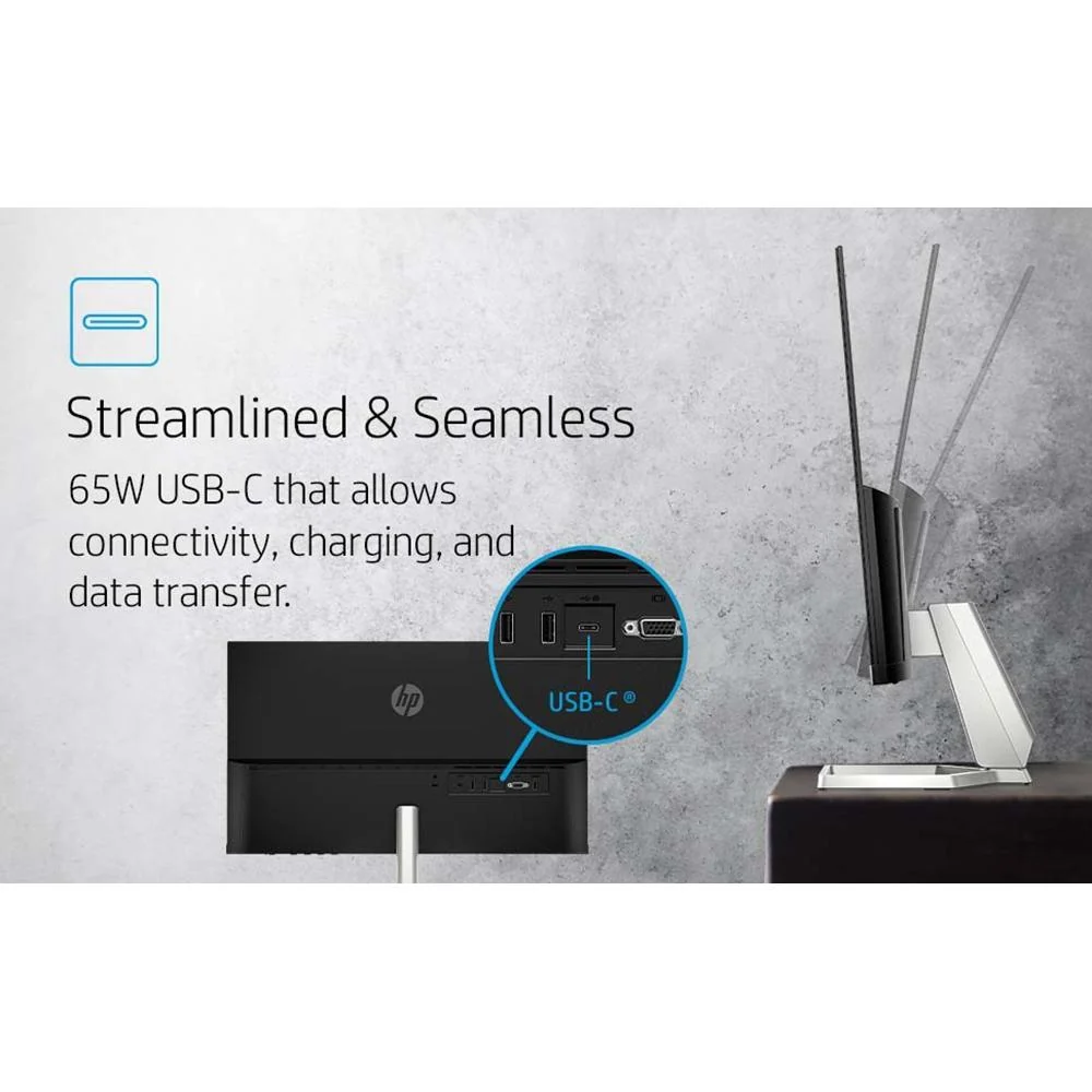 Hewlett Packard M24fd 23.8" Full HD 1080p 16:9 FreeSync IPS Monitor, Silver and Black - Image 9