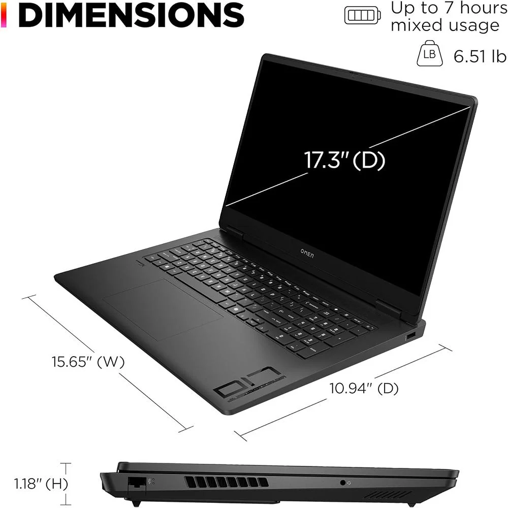 Hewlett Packard OMEN 17-db0010nr 17.3" AMD Ryzen 7 8845HS 32GB/1TB CoPilot Gaming Laptop - Image 4