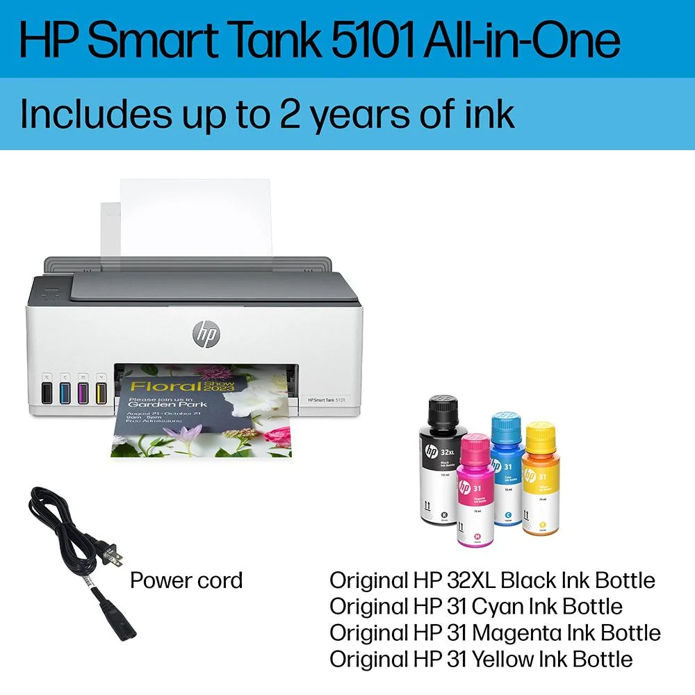 Hewlett Packard Smart Tank 5101 Wireless Inkjet All-in-One Printer (1F3Y0A) - Image 9