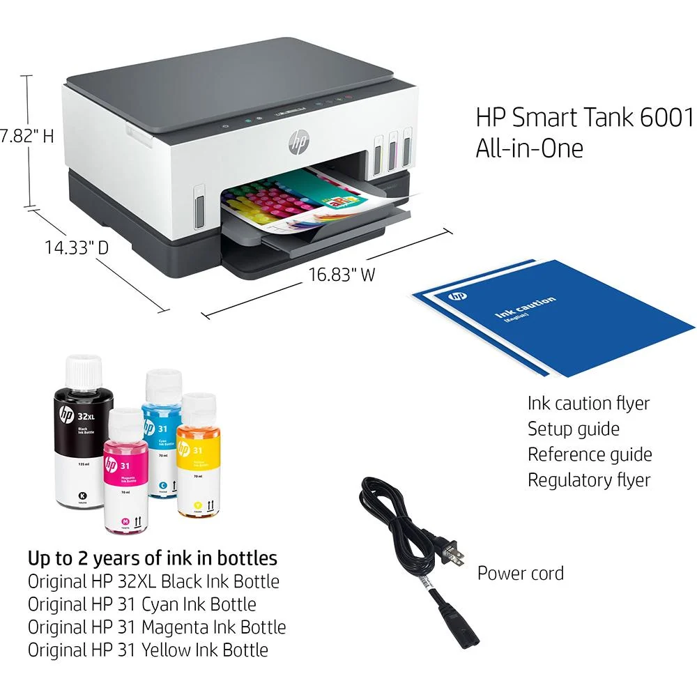 Hewlett Packard Smart Tank 6001 Wireless Inkjet All-in-One Printer (2H0B9A) - Image 7