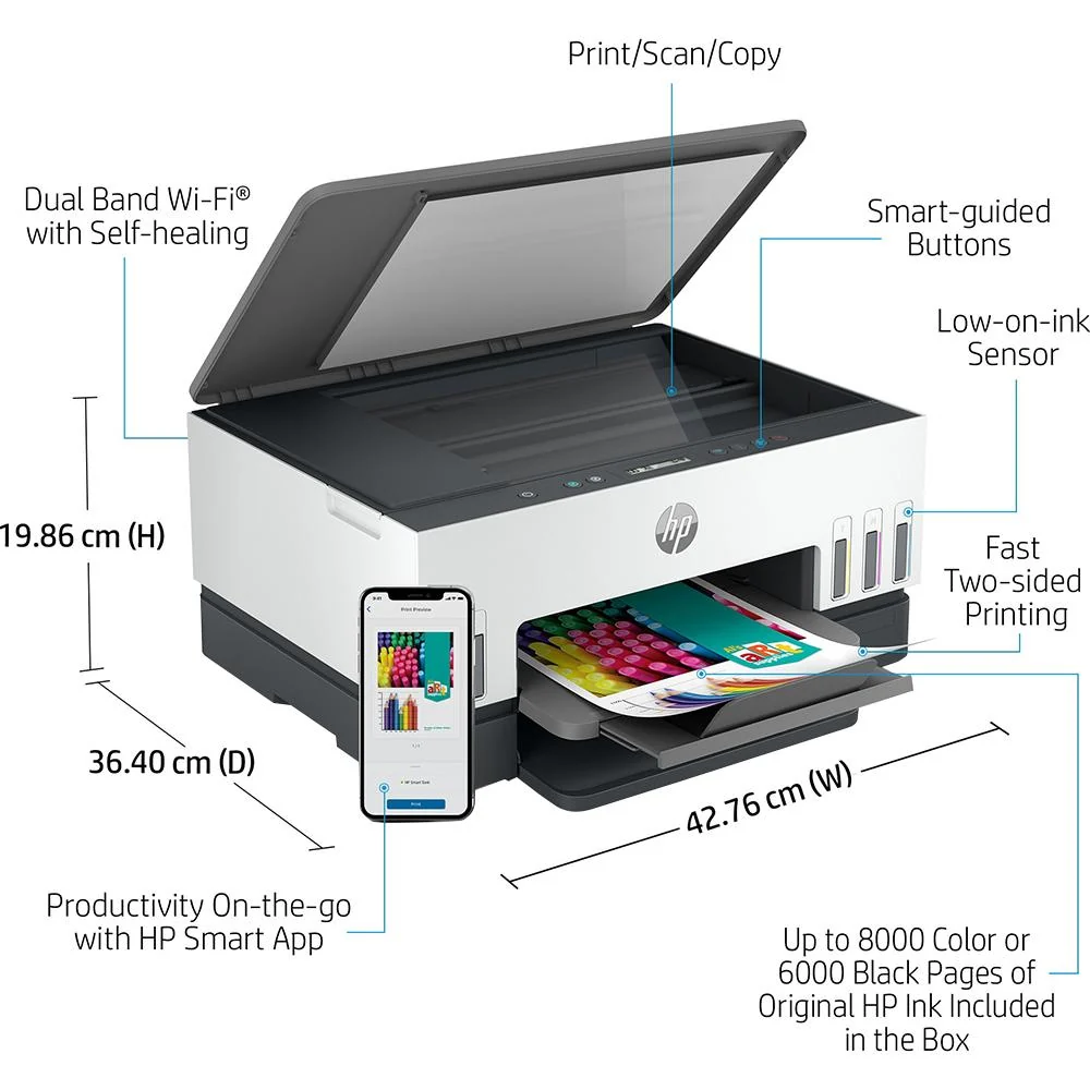 Hewlett Packard Smart Tank 6001 Wireless Inkjet All-in-One Printer (2H0B9A) - Image 9