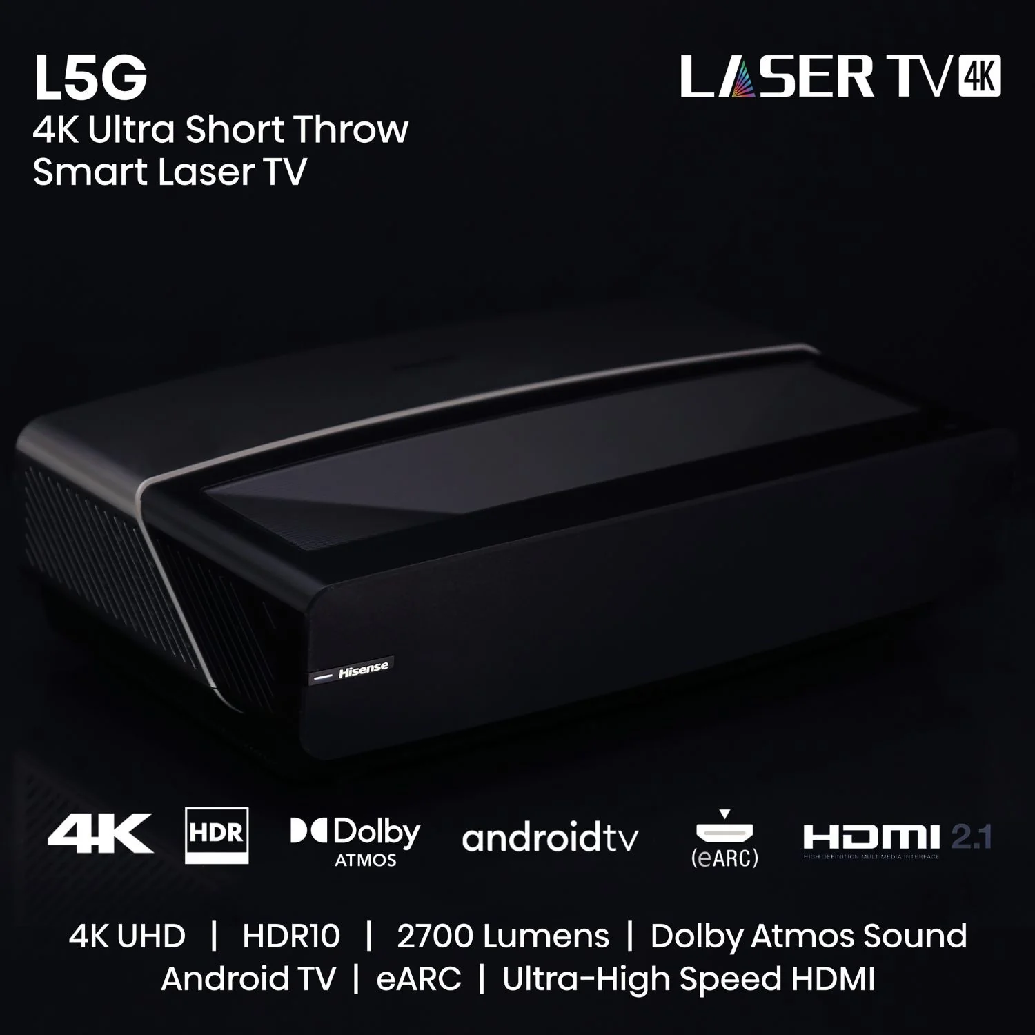 Hisense L5G 4K UHD Laser TV Ultra Short Throw Projector w/ 100" ALR Screen (Refurbished) - Image 6