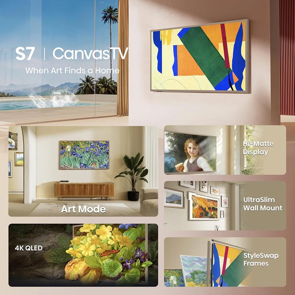 Hisense 55 In QLED S7/S75N CanvasTV Anti-Glare Panel Google Smart TV (2024) Refurbished - Image 8