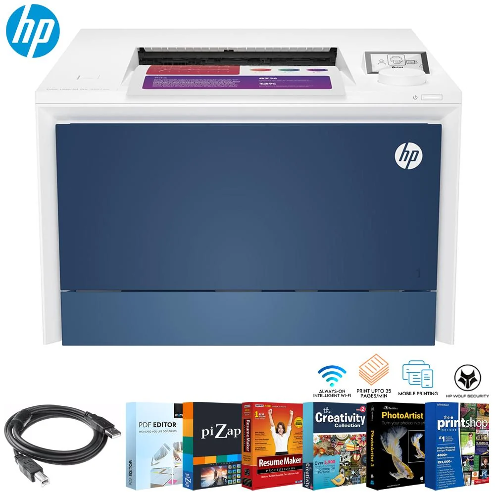 HP Color LaserJet Pro 4201dw Wireless Printer w/ Printer Essentials Software Bundle