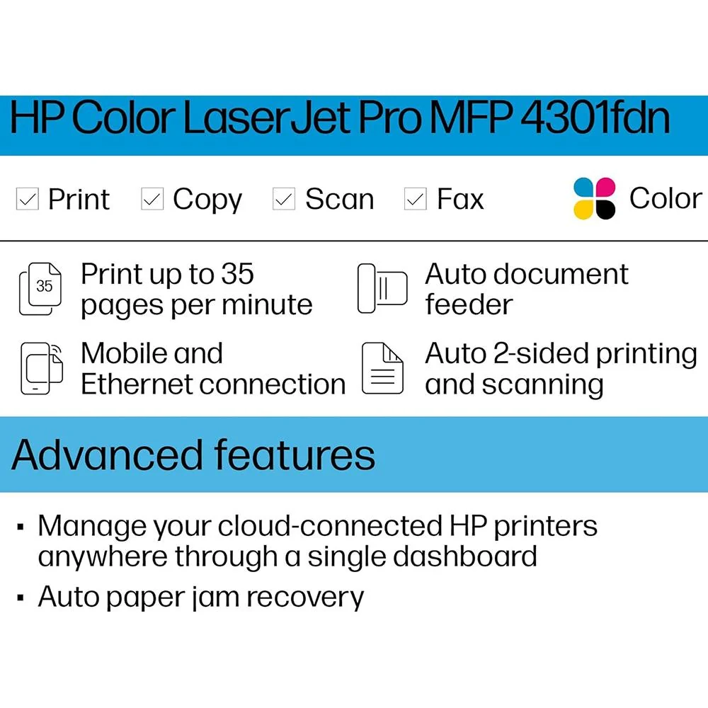 HP Color LaserJet Pro MFP 4301fdn Printer (4RA81F) - Image 10