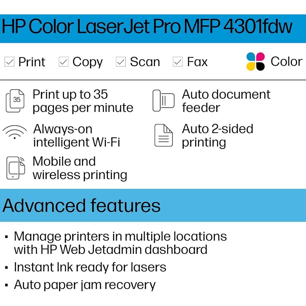 HP Color LaserJet Pro MFP 4301fdw Wireless Printer + Home Office Bundle - Image 9