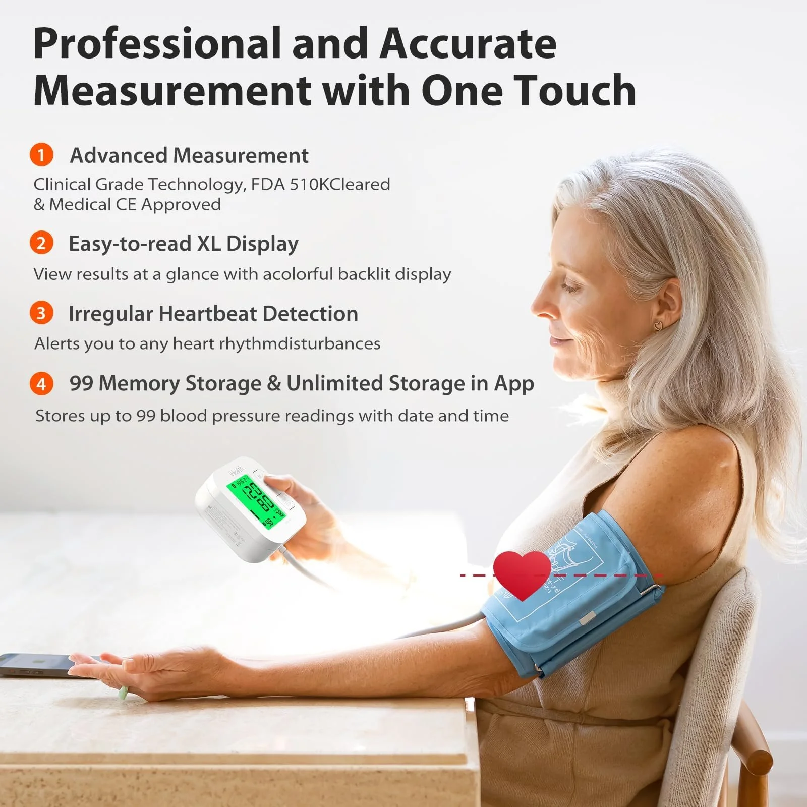 iHealth Track Blood Pressure Monitor - Bluetooth, Smart, Wide Range Cuff, iOS/Android - Image 2