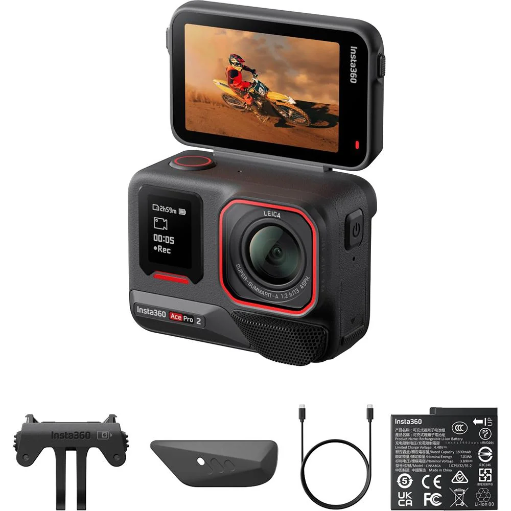 Insta360 Ace Pro 2 8K Waterproof Action Camera Dual Battery + Accessories Bundle - Image 3