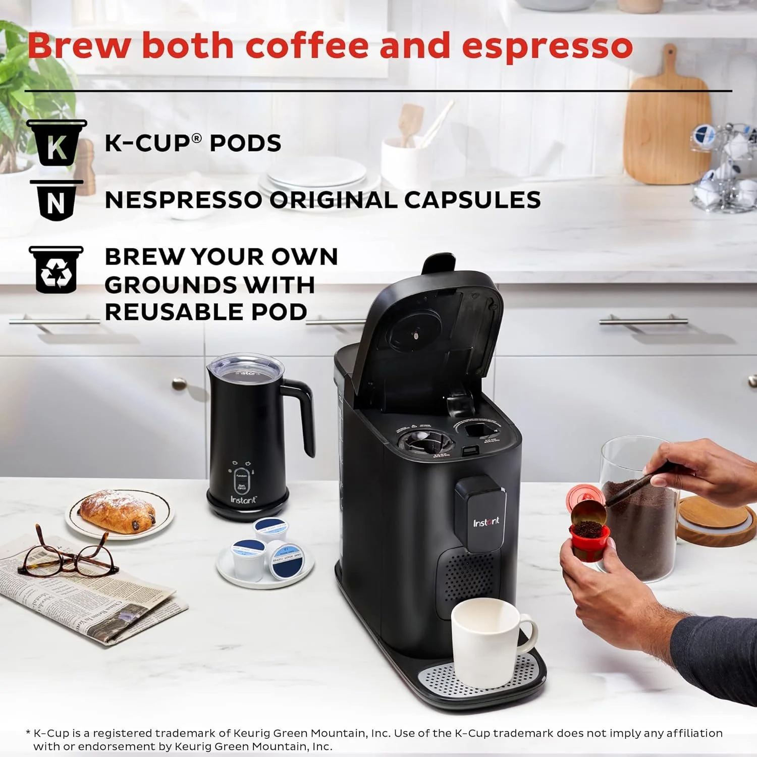 Instant Pot 3-in-1 Espresso, K-Cup Pod and Ground Coffee Maker (Refurbished) - Image 3