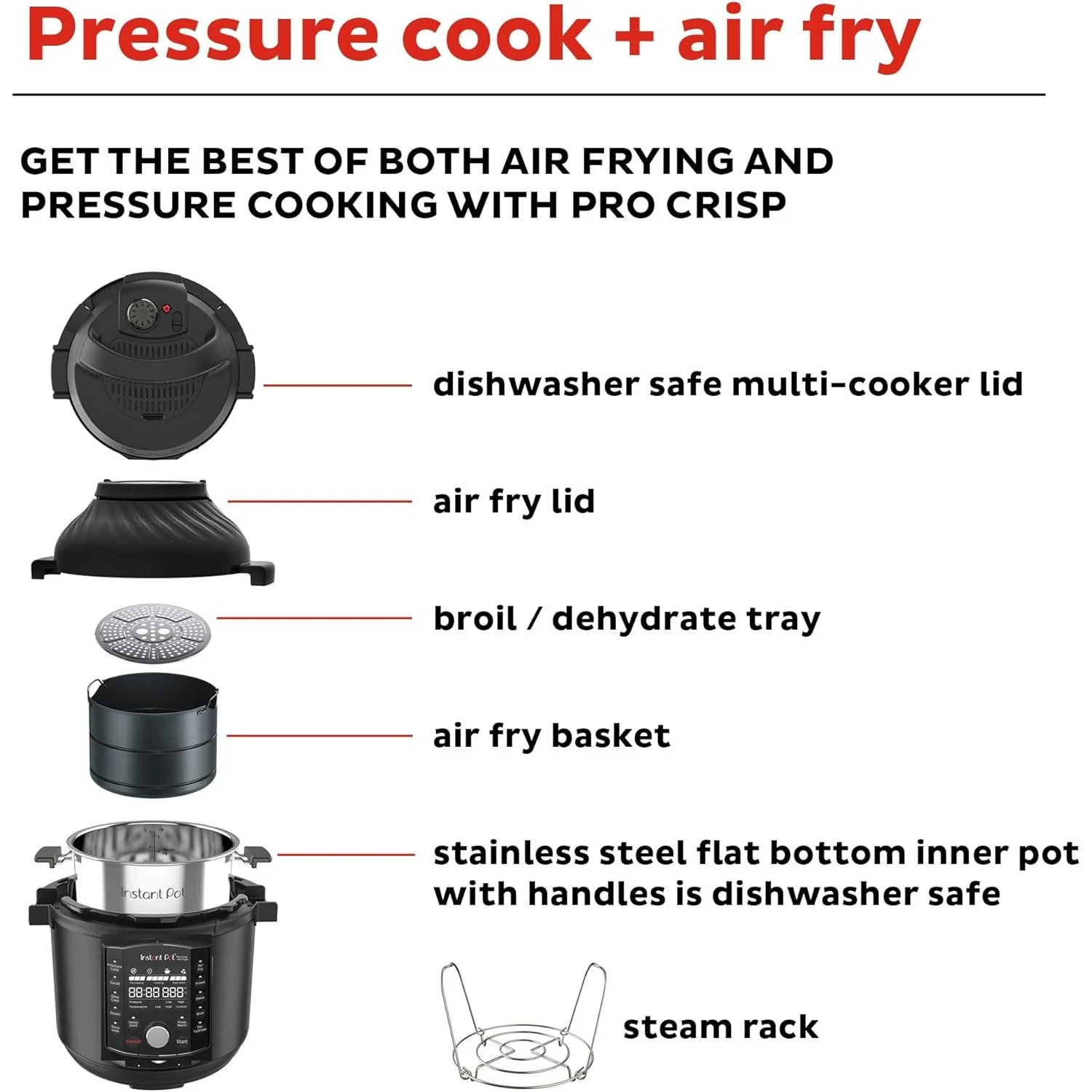 Instant Pot Pro Crisp 8-Quart 11-in-1 Air Fryer and Electric Pressure Cooker - Refurbished - Image 6