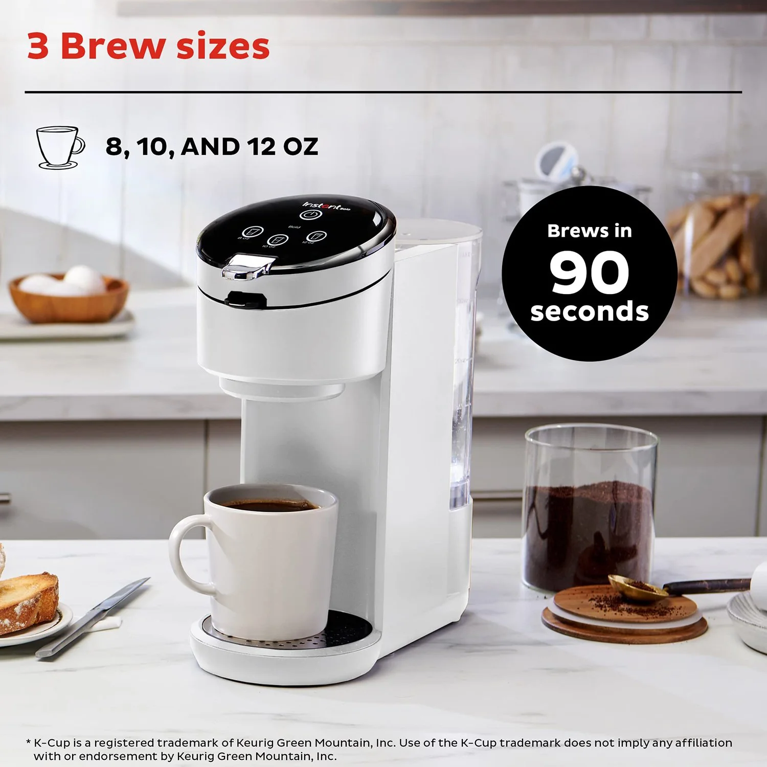 Instant Pot Solo Single-Serve Coffee Maker, Ground Coffee and Pod Coffee Maker, White - Image 6