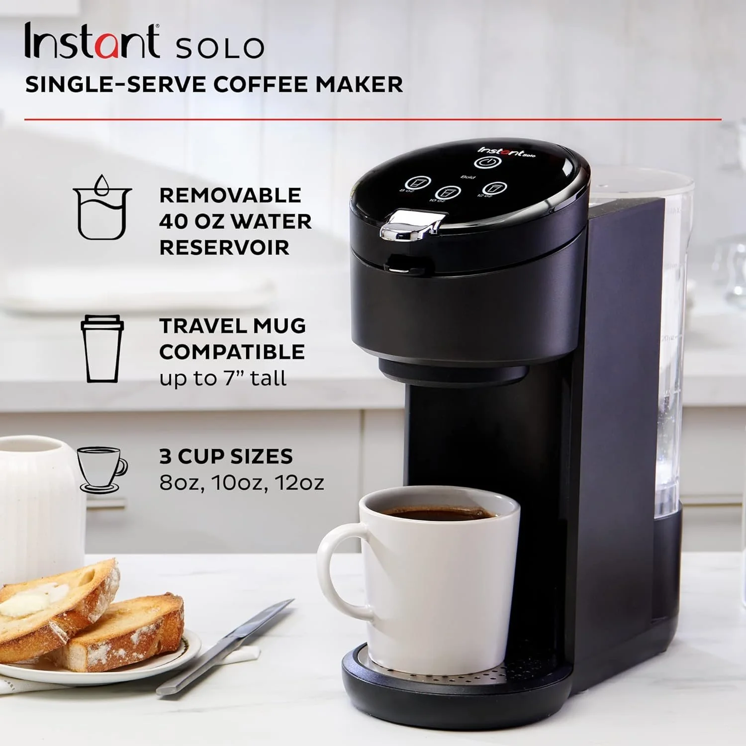 Instant Pot Solo Single-Serve Coffee Maker, Ground/Pod, Black - Factory Refurbished - Image 7