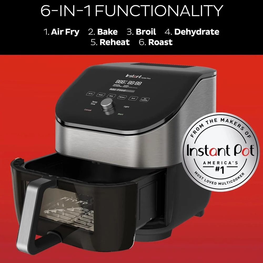 Instant Pot Vortex Plus 6qt Air Fryer with ClearCook + OdorErase, Steel/Black - Refurbished - Image 2