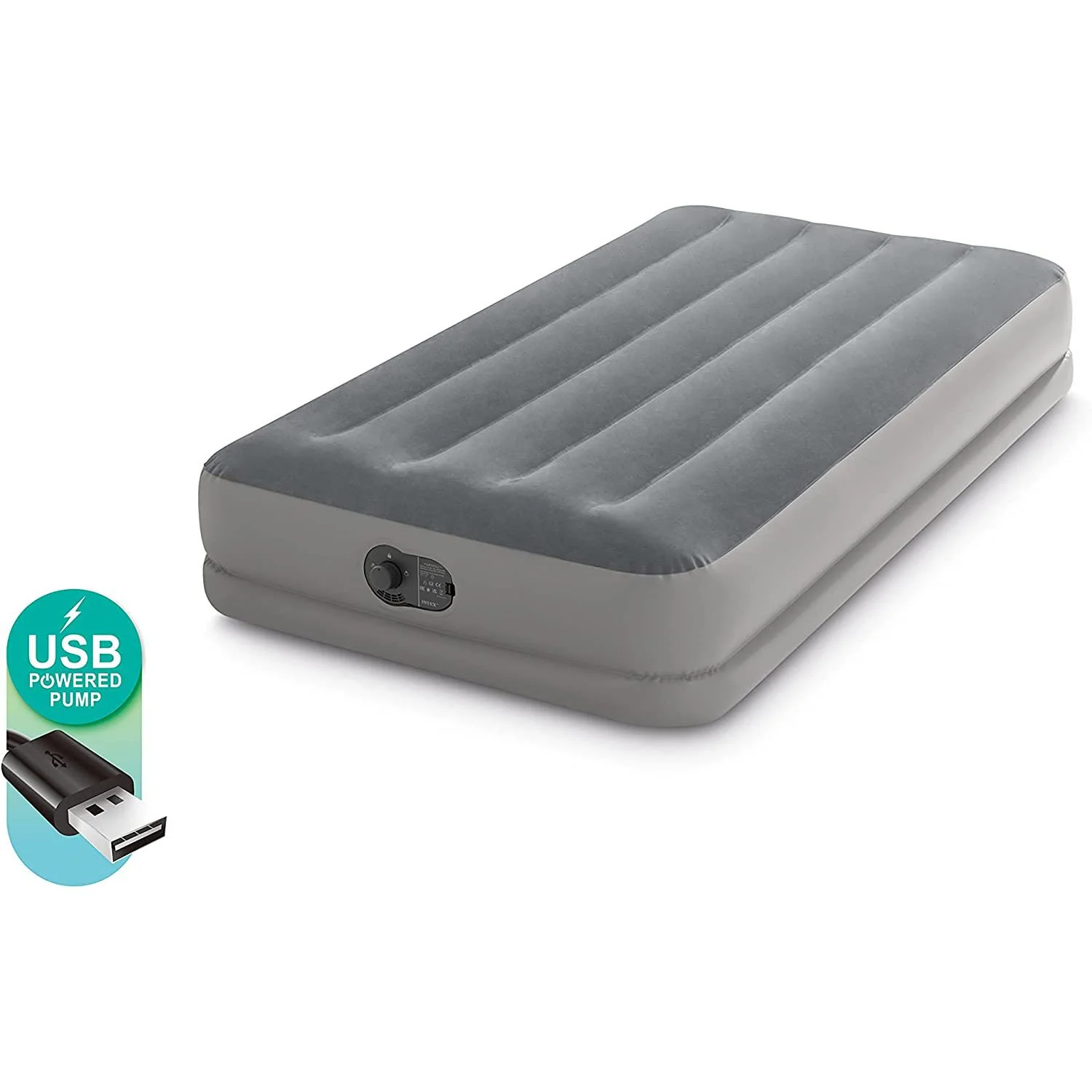 Intex 12" Twin Dura-Beam Prestige Air Mattress w/ Built-In USB Electric Pump - Image 7