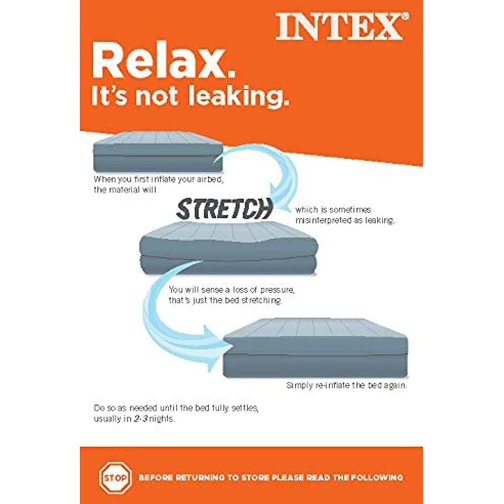 Intex Dura-Beam Standard Series Prestige Downy Airbed with Battery Pump, Full - Image 2