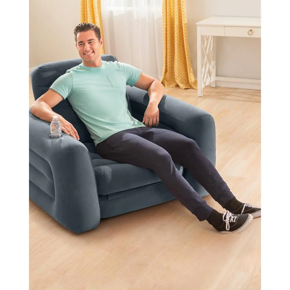 Intex Intex 66551EP Inflatable Pull-Out Sofa Chair: Built-in Cupholder - Image 4