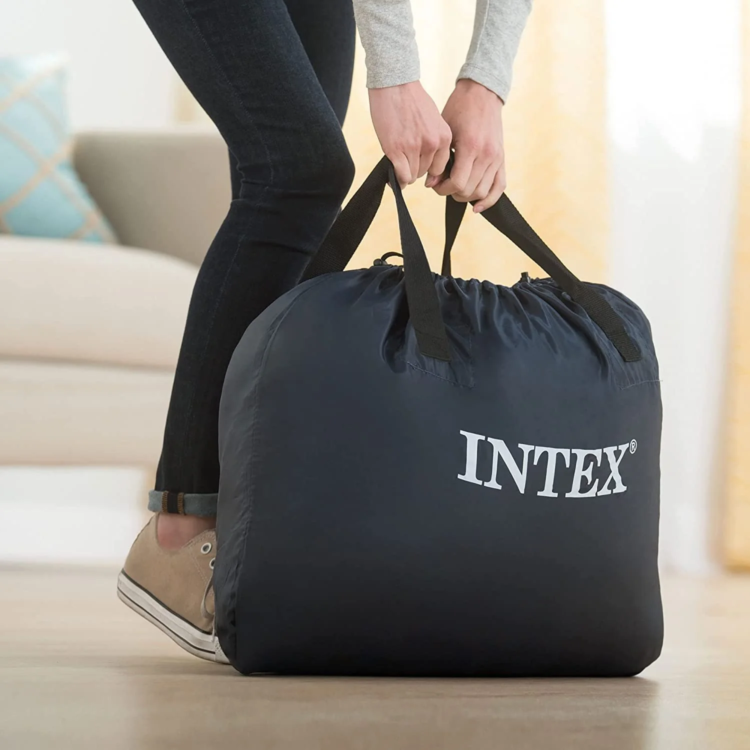 Intex Ultra Plush Fiber-Tech Inflatable Airbed Mattress Queen Built in Electric Pump - Image 2