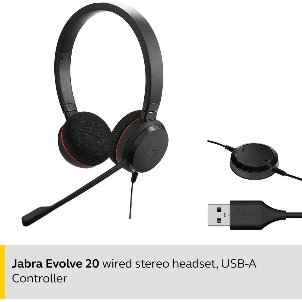 JABRA Evolve 20 UC Stereo Headset, USB-A Connectivity - Open Box - Image 5