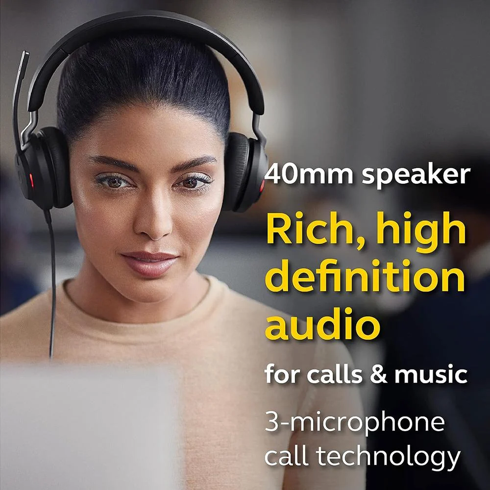 JABRA Evolve2 40 UC Wired Headphones; USB-C; Stereo Black  (Open Box) +1 Year Warranty - Image 9