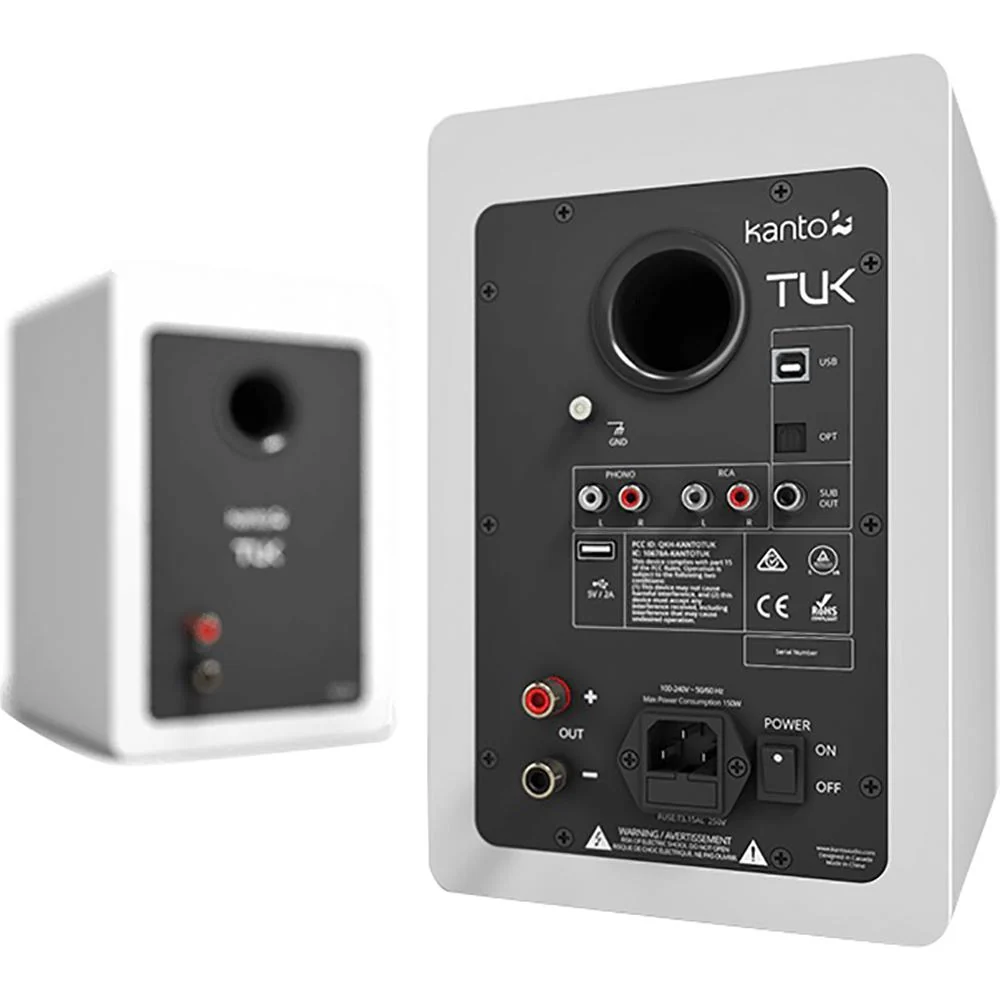 Kanto TUK Premium Bluetooth Powered Speakers Matte White / Blanc - with RCA cable - Image 6