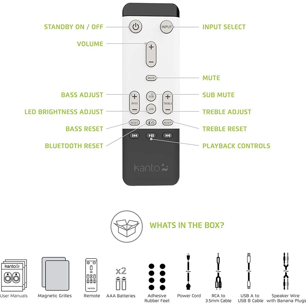 Kanto TUK Premium Bluetooth Powered Speakers Matte White / Blanc - with RCA cable - Image 8