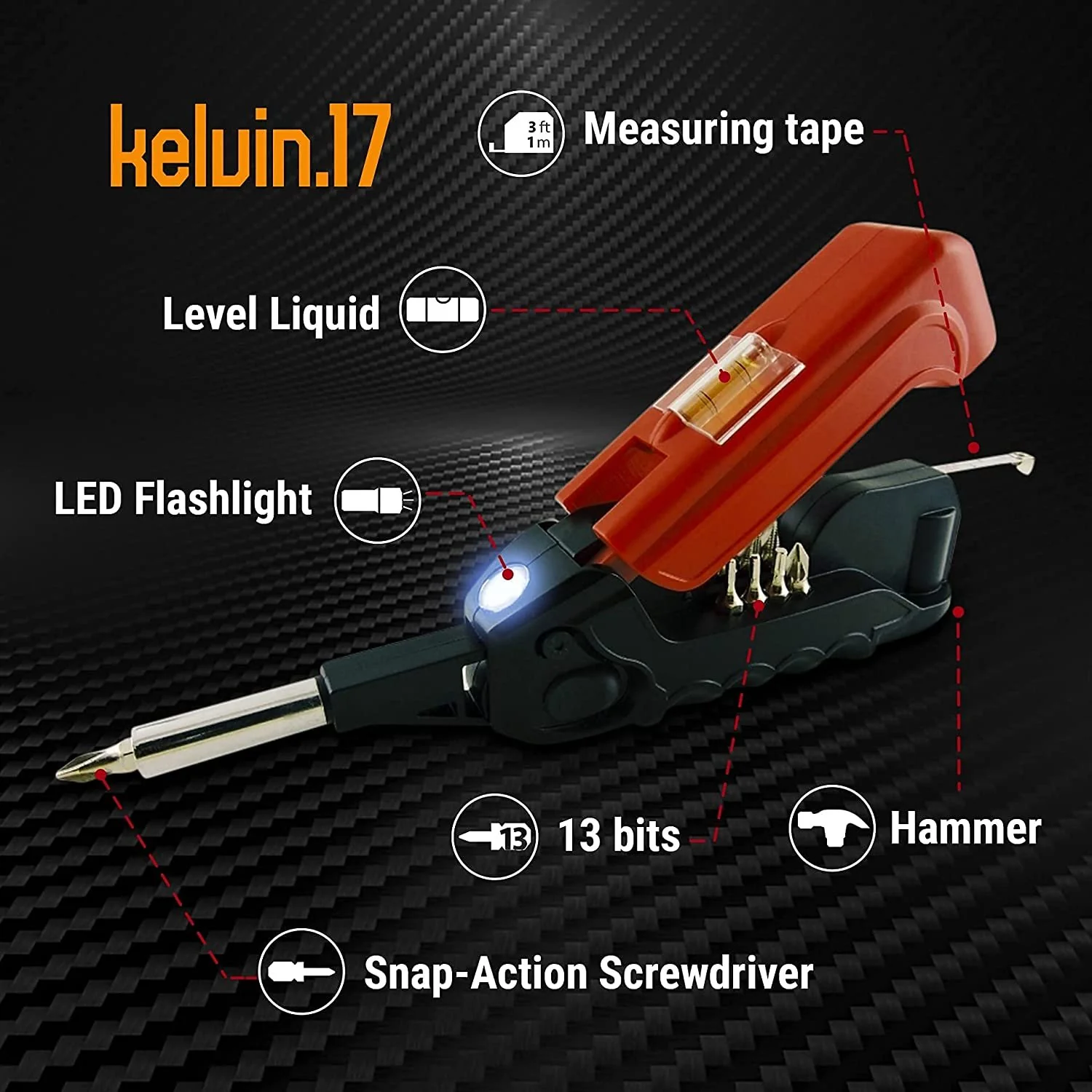 Kelvin Tools Kelvin 17 - The Everyday Multi-Tool with Flashlight (Pink) - Image 5