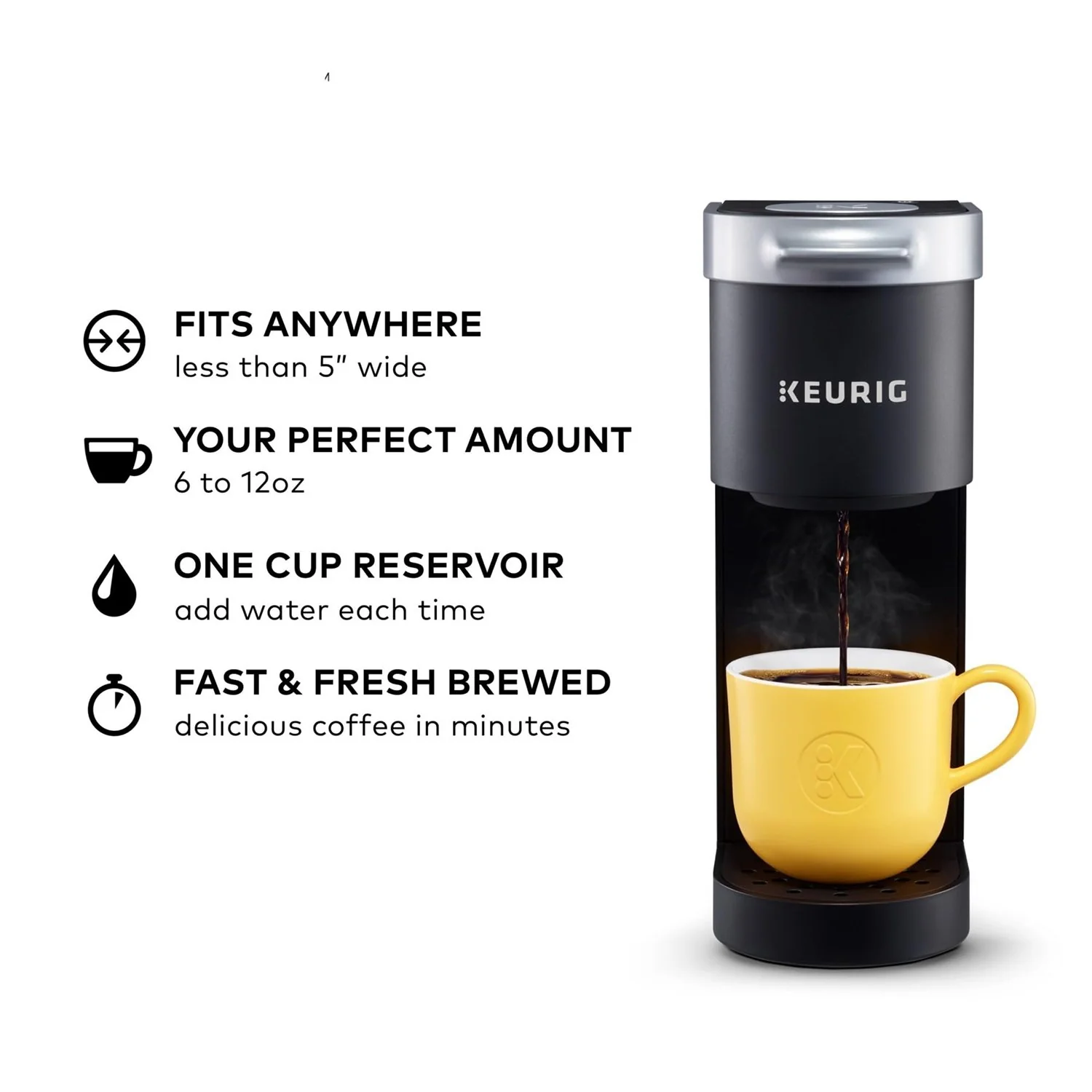 Keurig K-Mini Single Serve Coffee Maker, Compact 6-12oz Brewer, Black, Refurbished - Image 2