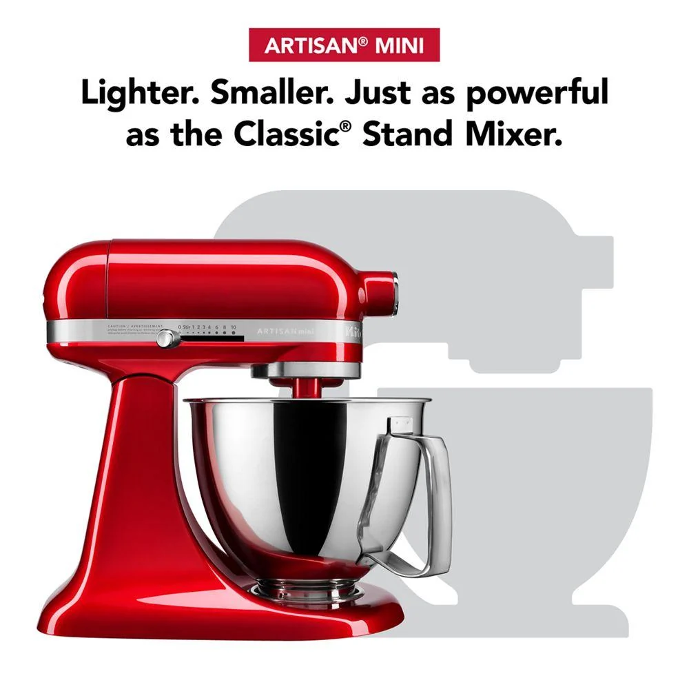 KitchenAid Artisan Mini 3.5 Quart Tilt-Head Stand Mixer - Candy Apple Red - KSM3316XCA - Image 2