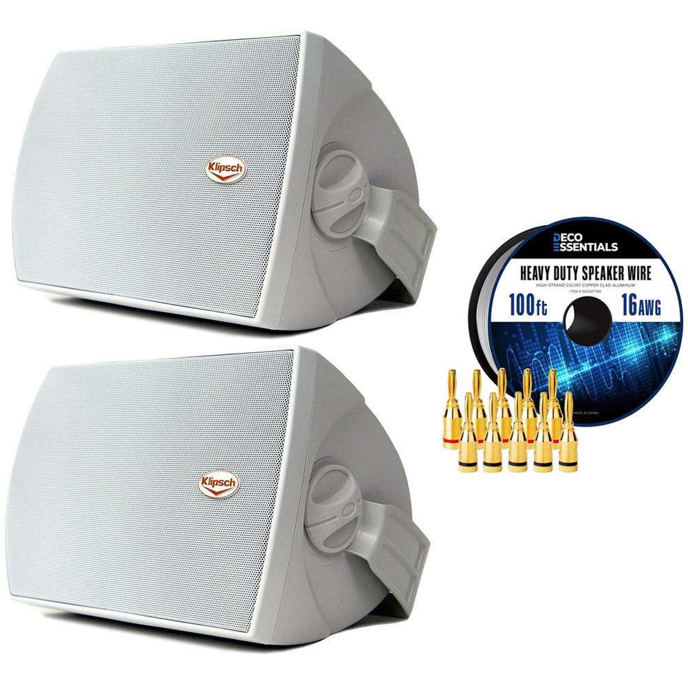 Klipsch AW-650 Outdoor Speaker with Tractrix Horn (Pair) + Deco Gear Wire + Banana Plugs