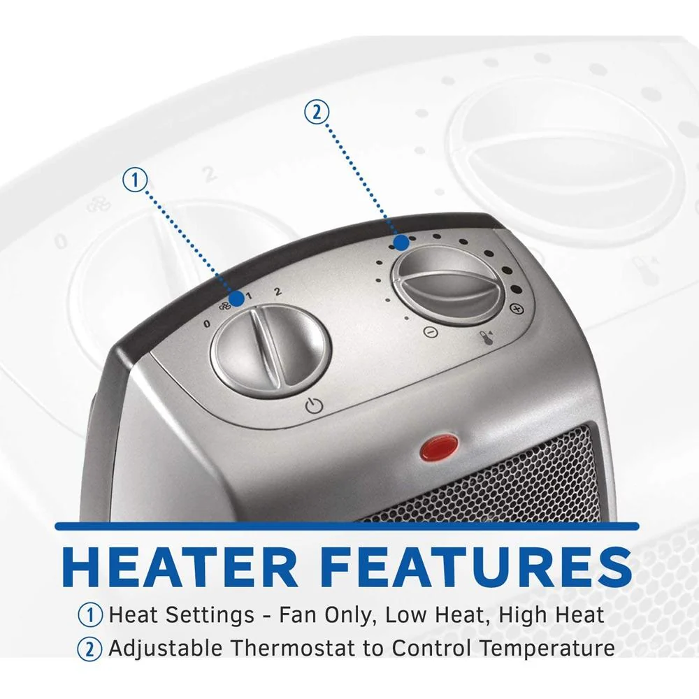 Lasko Ceramic Heater with Adjustable Thermostat in Silver 2 Pack - Image 6