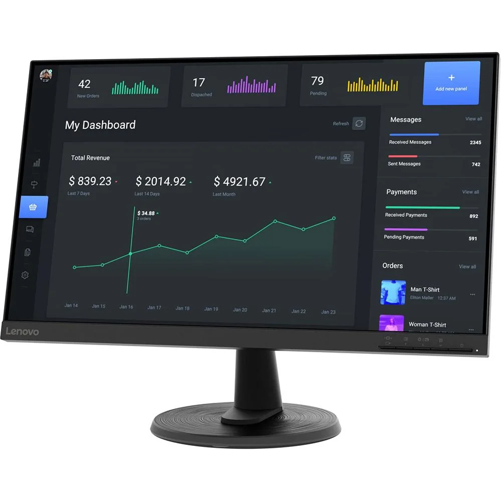 Lenovo D24-40 24" Full HD 75Hz 16:9 4ms VA Monitor, Raven Black (67A2KCC6US) - Image 2