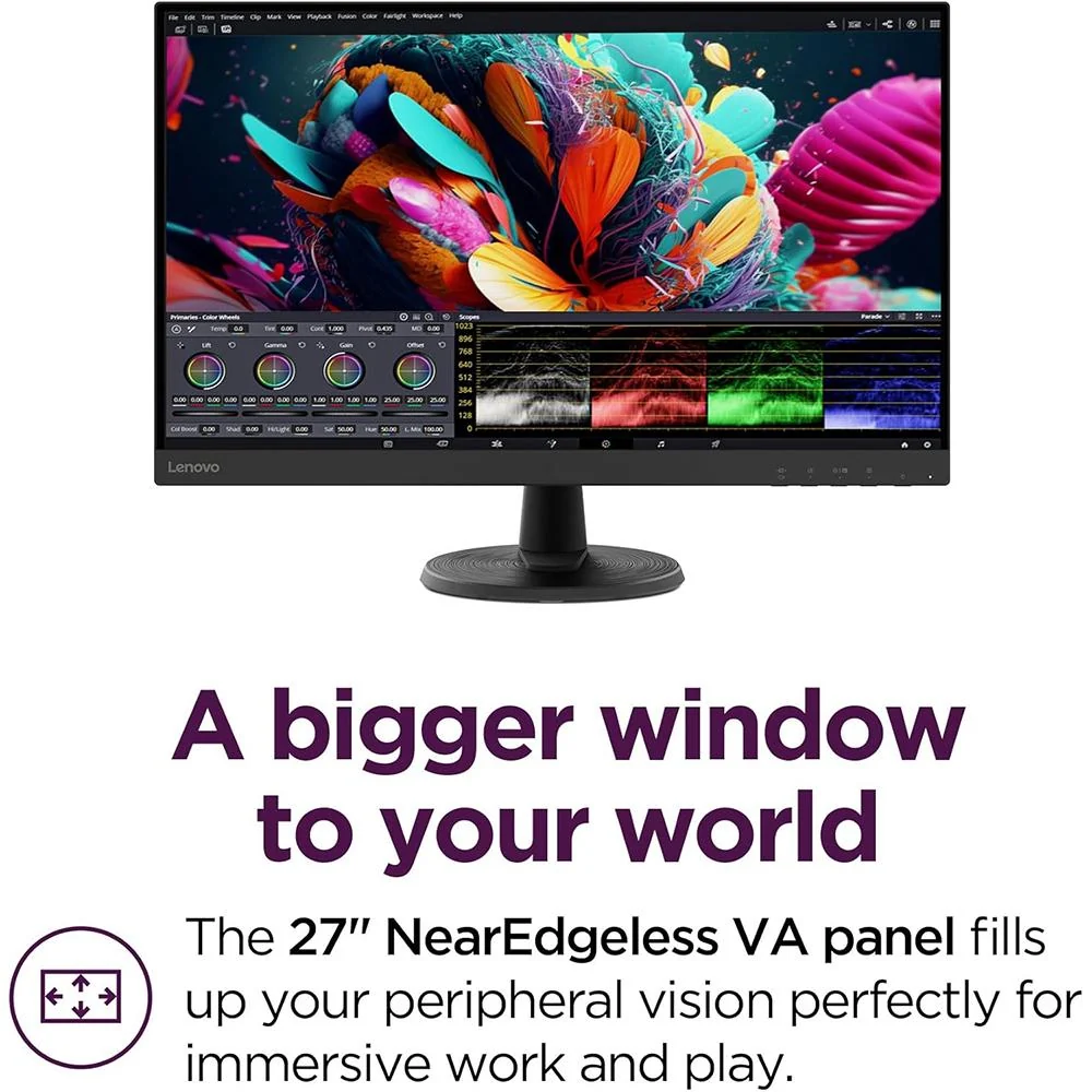 Lenovo D27-40 27" Full HD 75Hz 16:9 4ms VA Monitor, Raven Black - Image 3