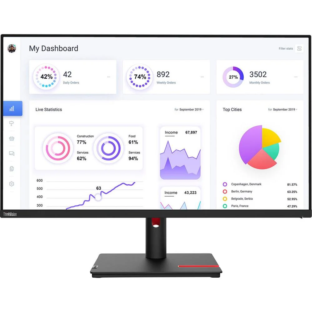 Lenovo 21.5" ThinkVision T22i-30 Full HD WLED LCD Monitor in Raven Black - 63B0MAT6US - Image 4