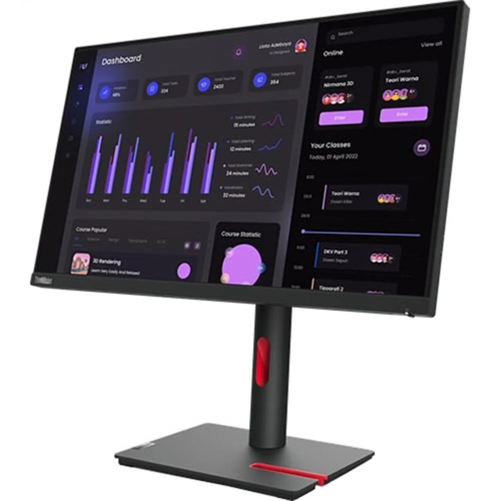 Lenovo ThinkVision 23.8" Full HD 60Hz Monitor Raven Black 2 Pack with HDMI Cable - Image 4