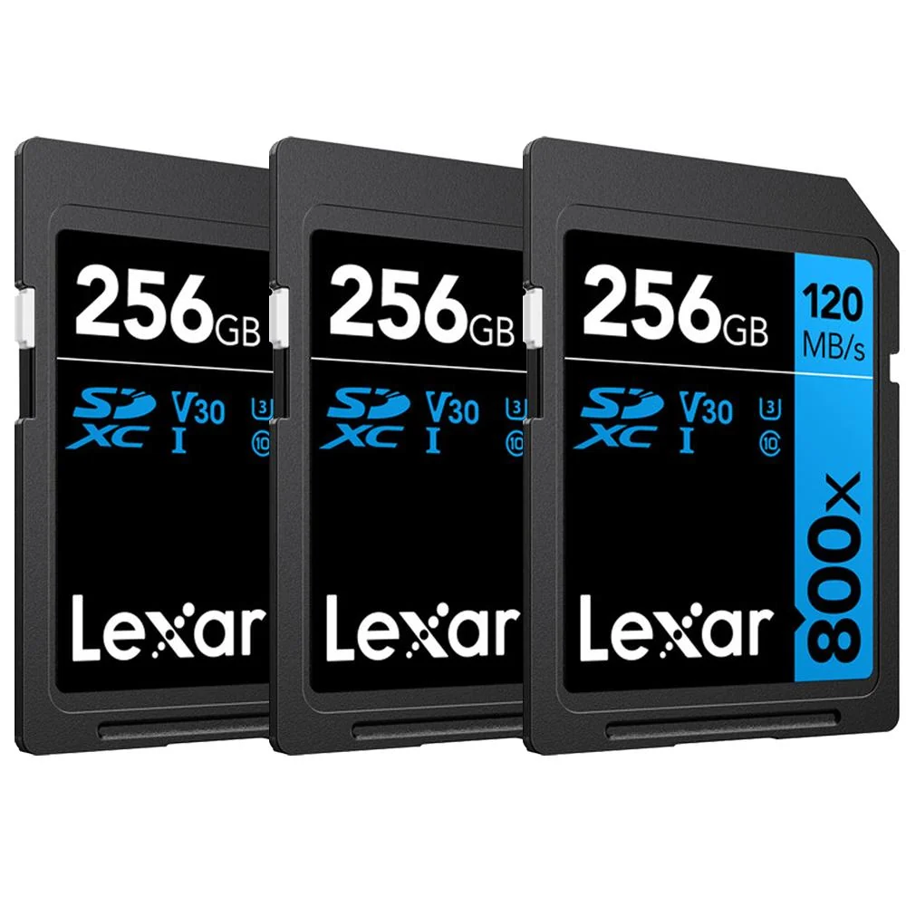 Lexar 256GB High-Performance 800x UHS-I SDHC Memory Card BLUE Series - (3-Pack)