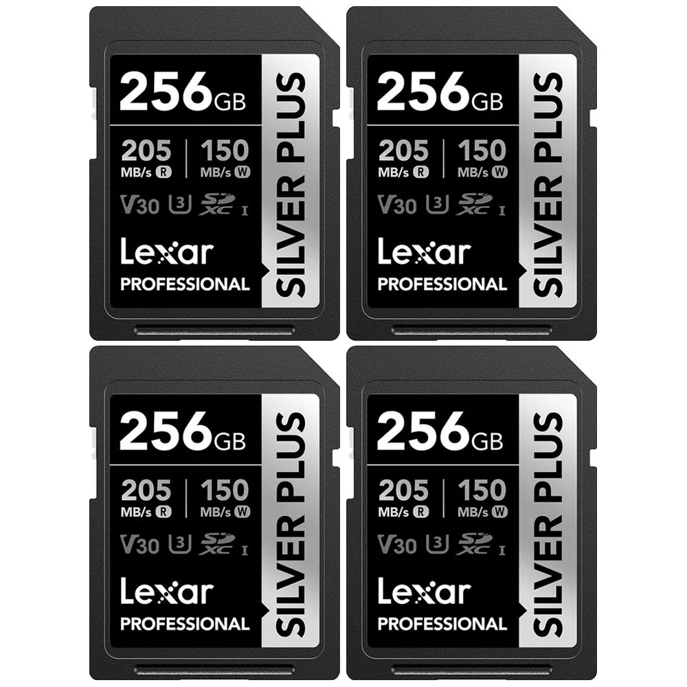 Lexar 256GB Professional SILVER PLUS UHS-I SDXC Memory Card 4 Pack