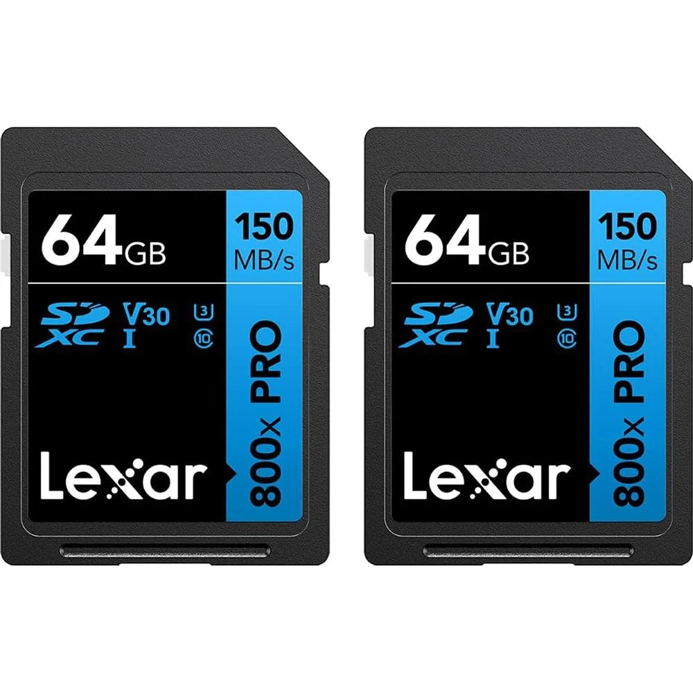 Lexar High-Performance 800x PRO BLUE Series 64GB SDXC Memory Card, 2 Pack