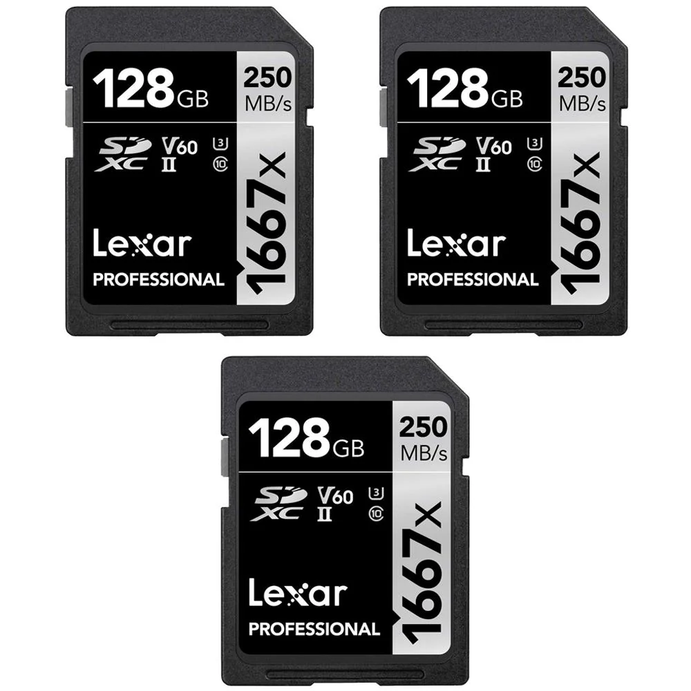 Lexar Professional SDHC / SDXC 1667x UHS-II 128GB Memory Card (3-Pack)