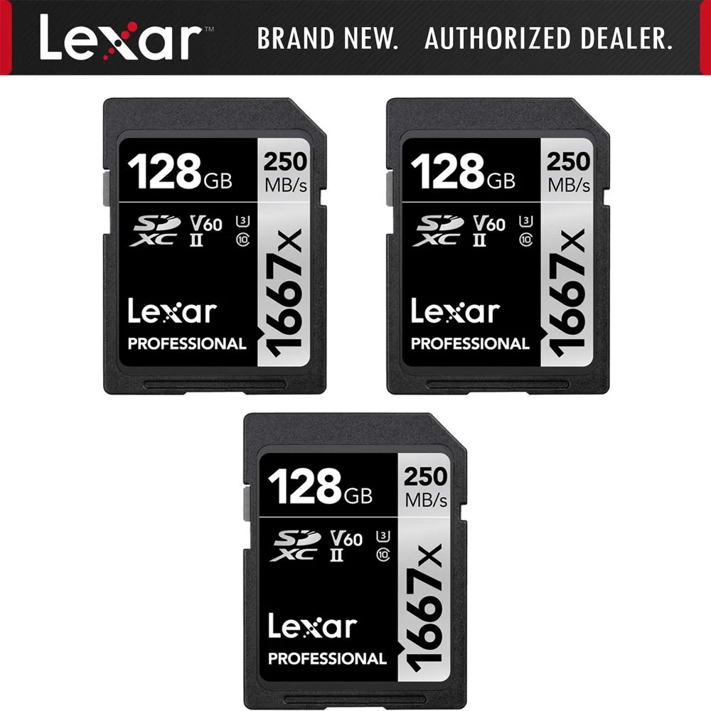 Lexar Professional SDHC / SDXC 1667x UHS-II 128GB Memory Card (3-Pack) - Image 3