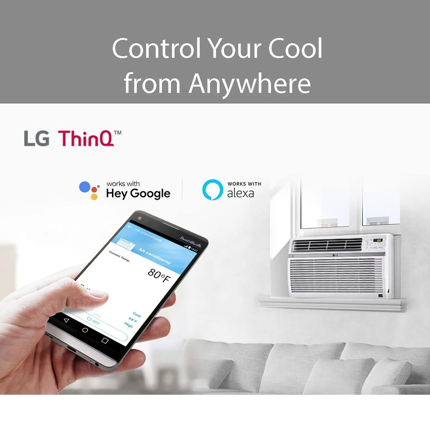 LG 12,000 BTU Smart Window Air Conditioner with Fan, White - Refurbished - Image 4