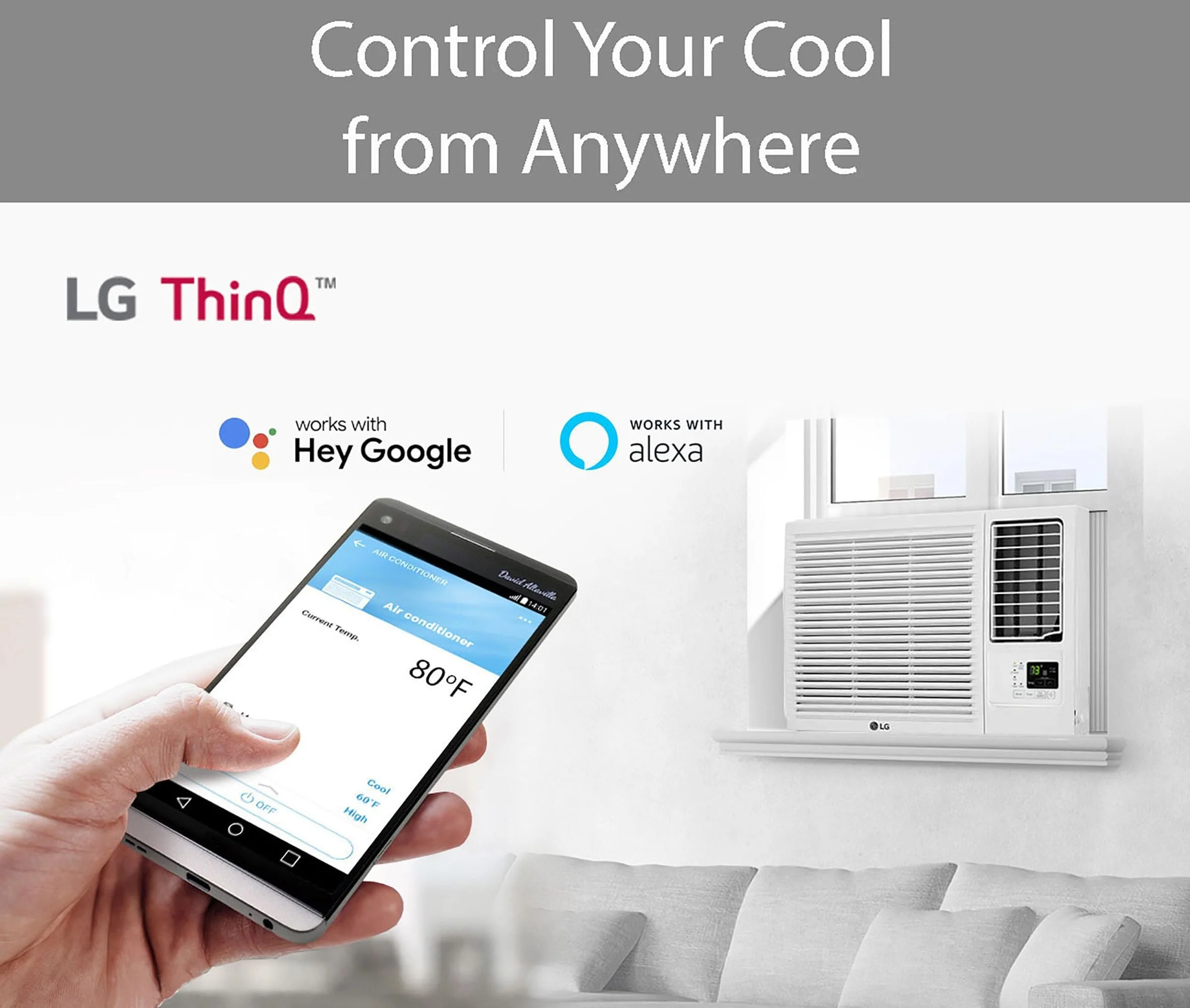 LG 18,000 BTU Smart Wi-Fi Enabled Window Air Conditioner, Refurbished - Image 3
