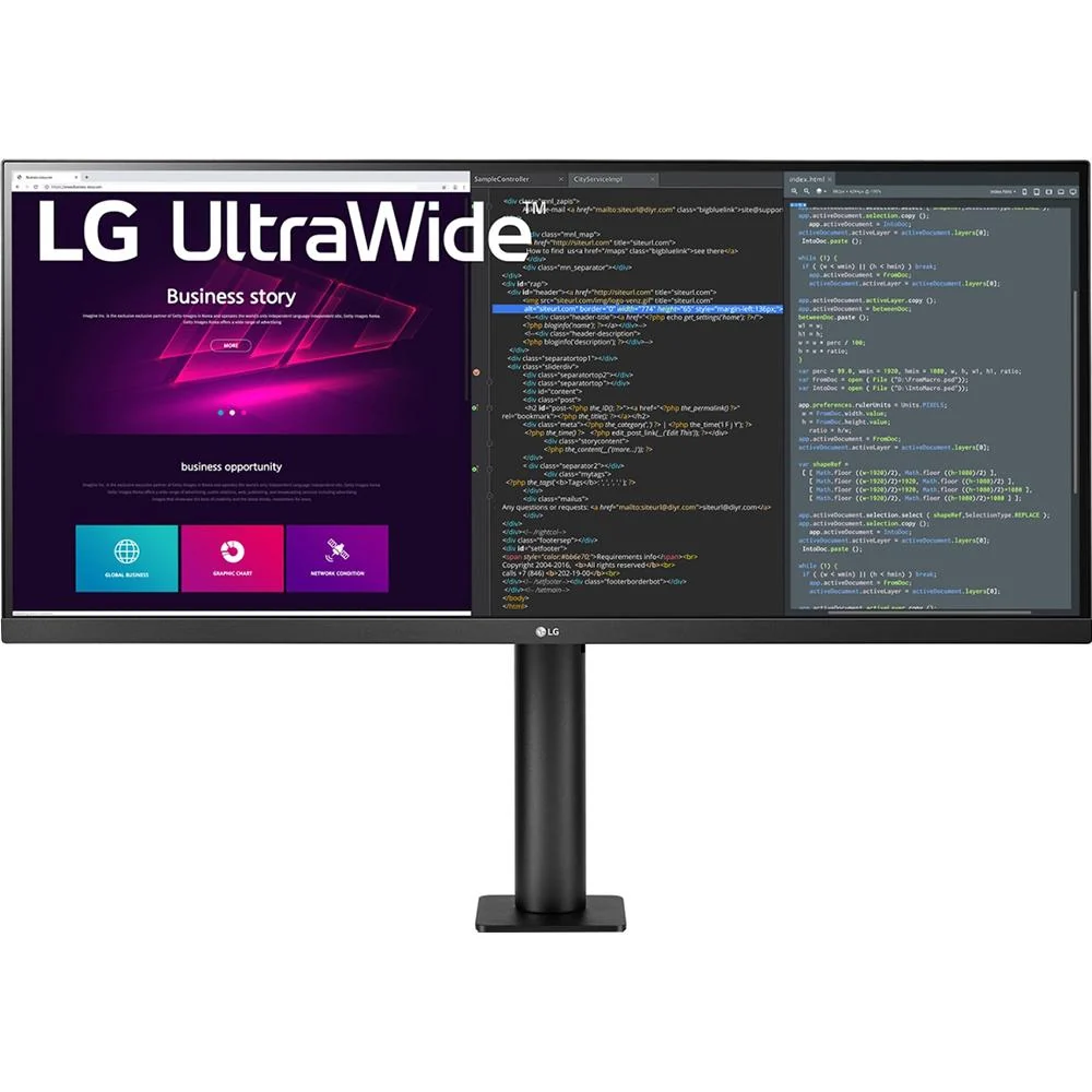 LG 34" 21:9 UltraWide QHD 3440x1440 Ergo IPS HDR Monitor 34WN780-B - Refurbished