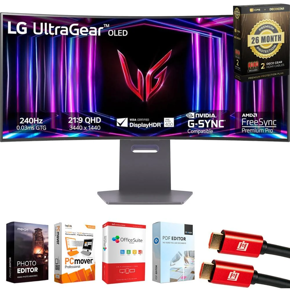 LG 34" UltraGear 1440p OLED Curved Gaming Monitor + 26 Months Protection Bundle - Image 2