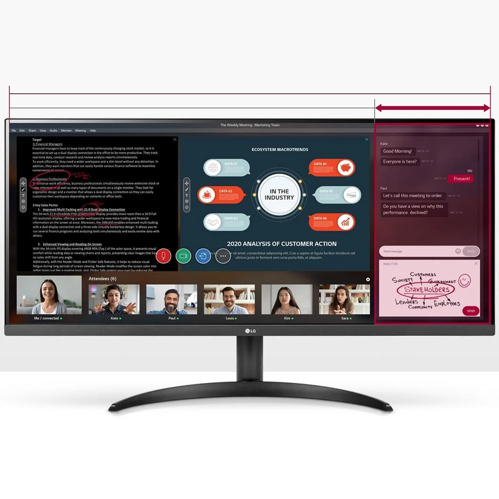 LG 34" UltraWide FHD HDR Monitor with FreeSync (34WP500-B) - Image 9