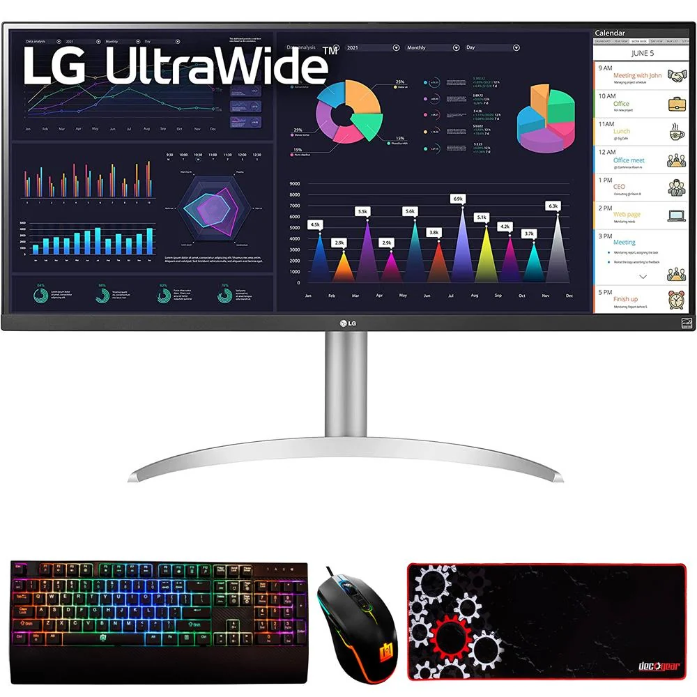 LG 34WQ650-W 34" 21:9 UltraWide Full HD 100Hz IPS Monitor w/ Accessories Bundle