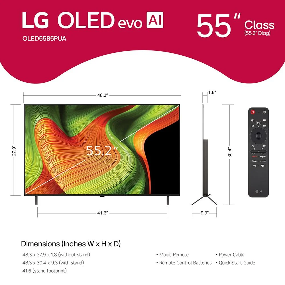 LG 55 Inch OLED AI 4K B5 Series Smart TV w/Dolby Atmos, Dolby Vision, HDR10 (2025) - Image 6