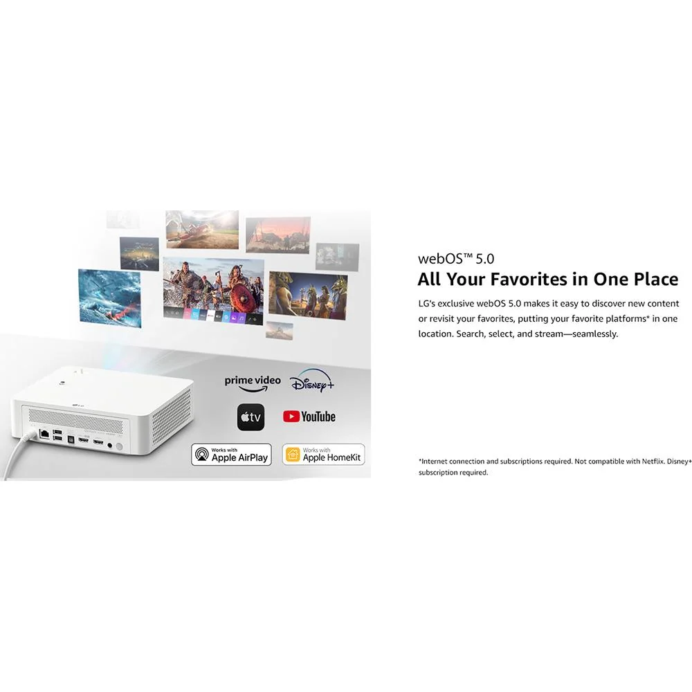 LG LED Smart Home Theater CineBeam Projector, 120-inch White Open Box - Image 10