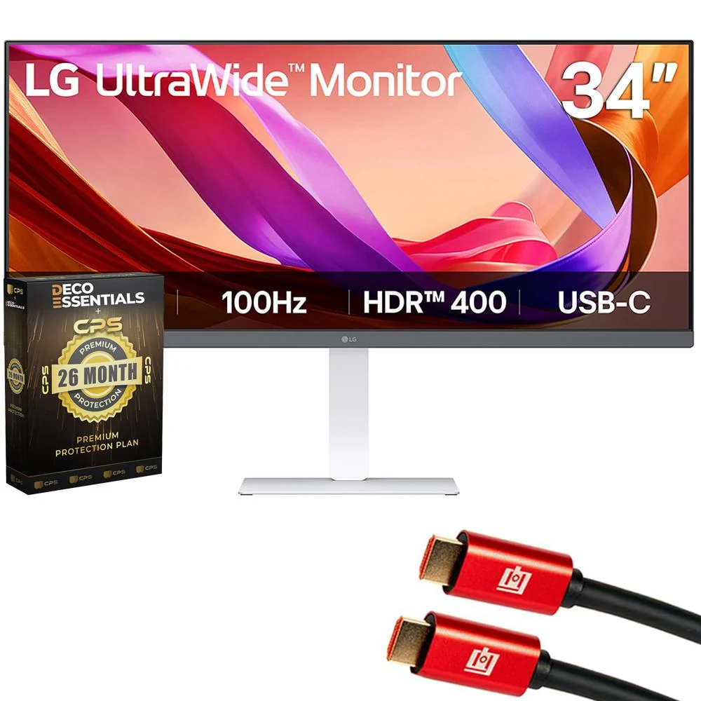 LG UltraWide 34" FHD IPS Monitor USB-C w/ Speaker + 26 Months Protection Bundle