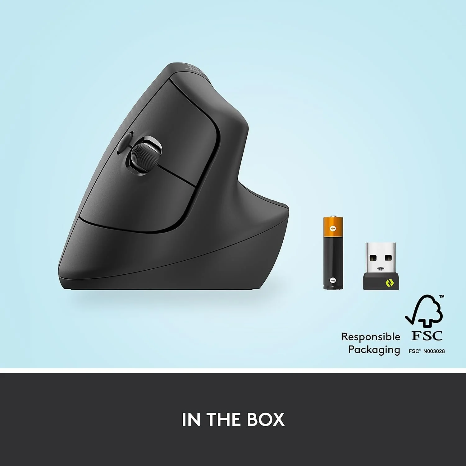 Logitech Core Ergo Series LIFT Vertical Ergonomic Wireless Mouse, Bluetooth/USB, Graphite - Image 8
