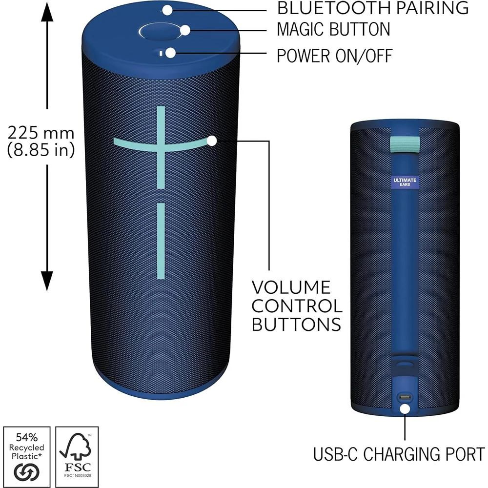 Logitech Core MEGABOOM 4 Portable Waterproof Bluetooth Speaker in Blue - 984-001989 - Image 7